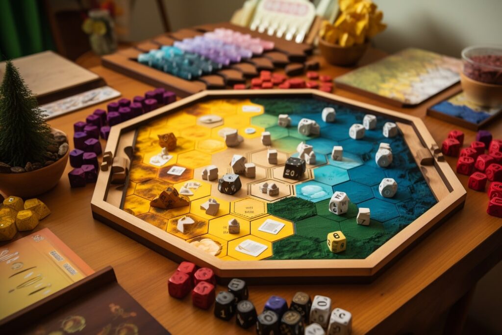 custom board and accessories for the Settlers of Catan match