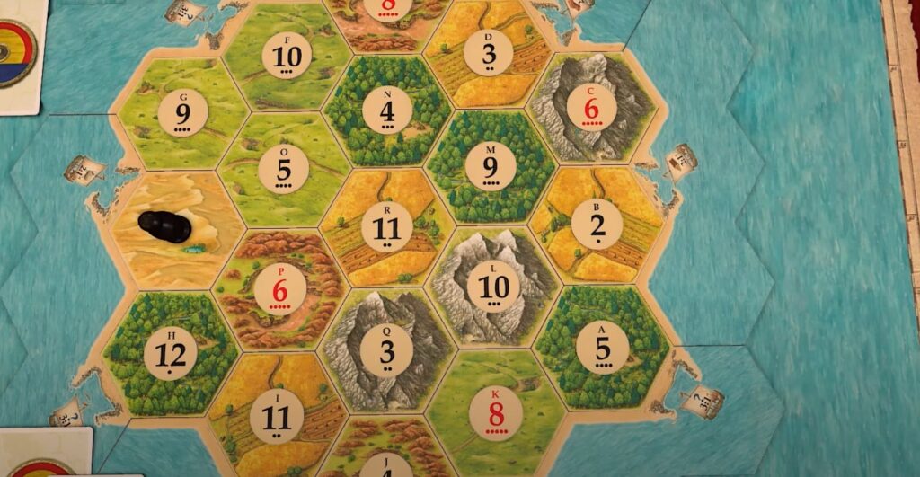 choosing the best positions at the Settlers of Catan tabletop map