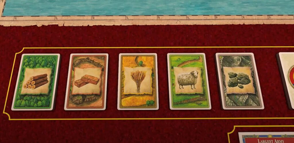 resourse cards that represents choosing the best position in the Settlers of Catan tabletop