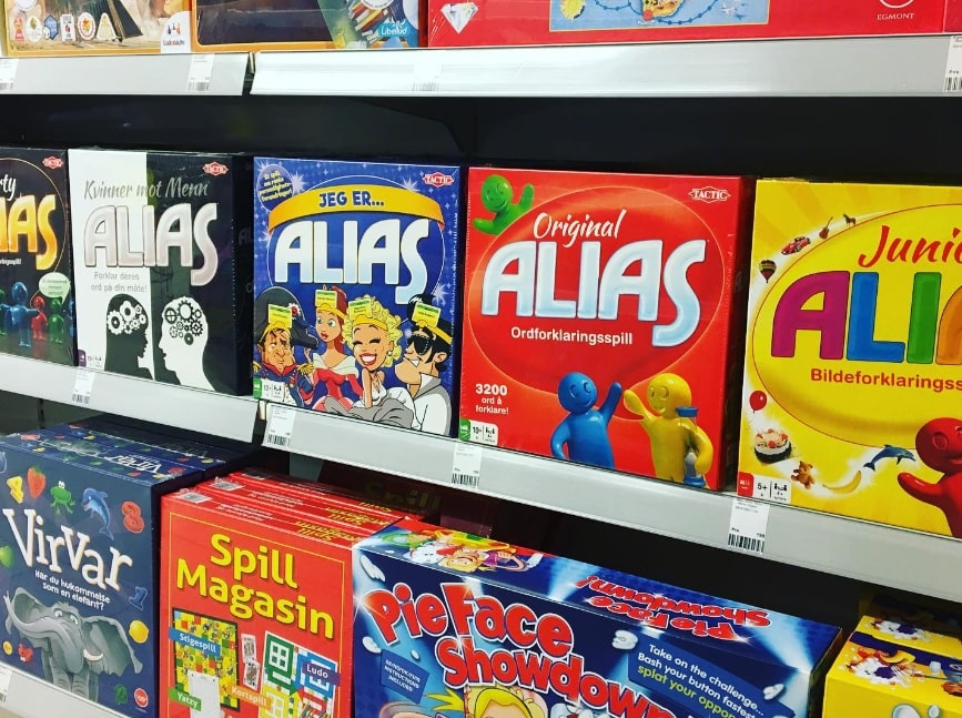 different Alias boxes on the shelves