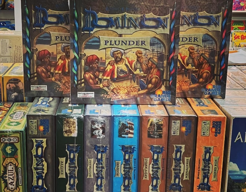 boxes with Dominion boardgame expansions