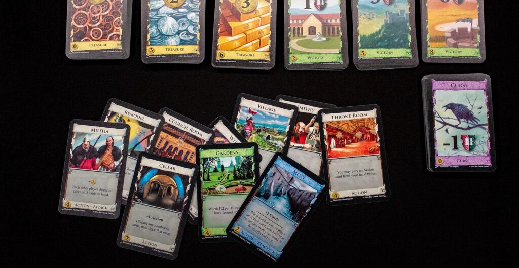 colourful cards from Dominion boardgame
