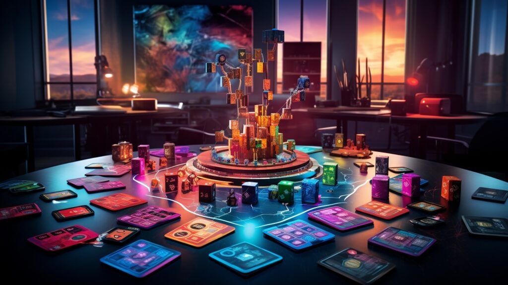 generic futuristic board game representing perfect game night withj friends or family