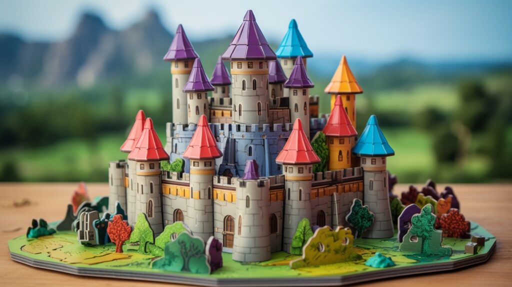colourful Carcassoone toy castle