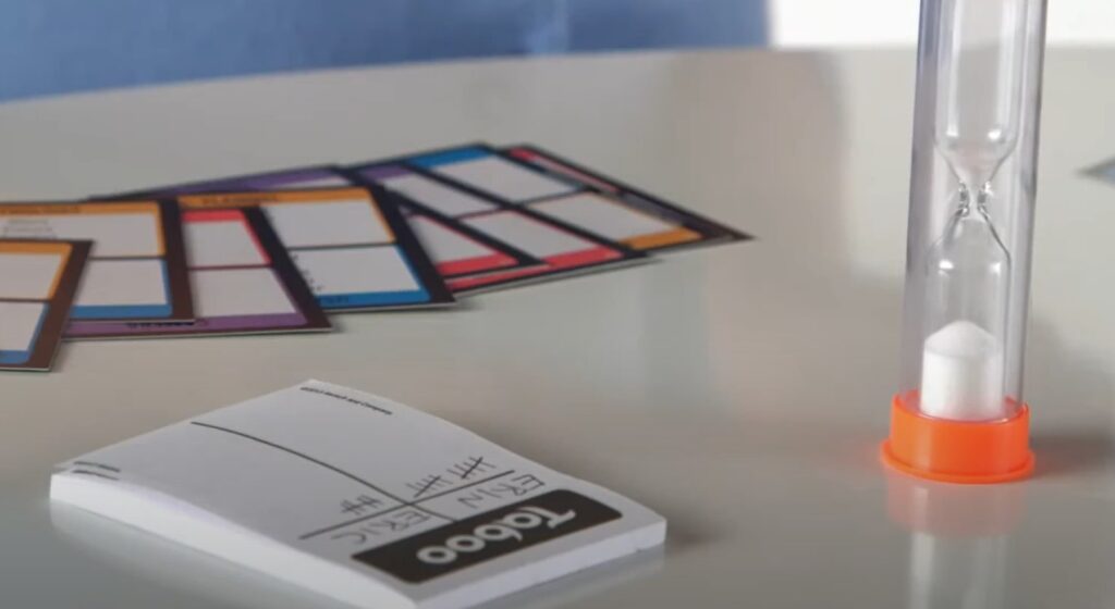 Taboo board game cards and notepad