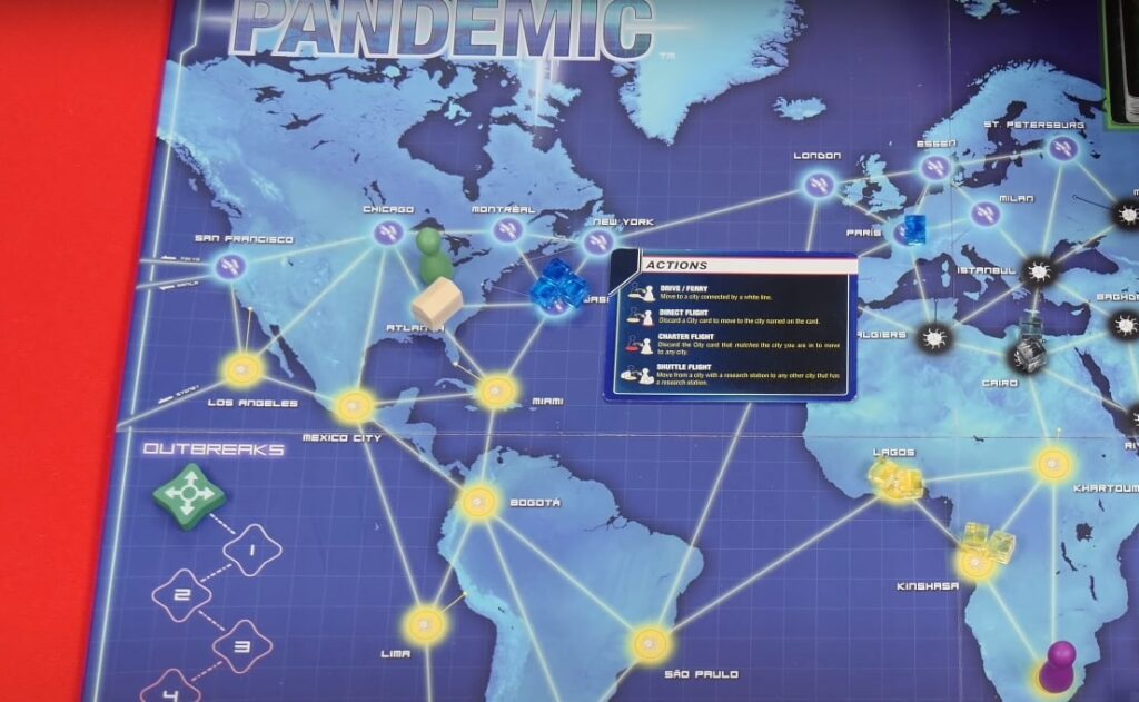 Pandemic board with different tokens