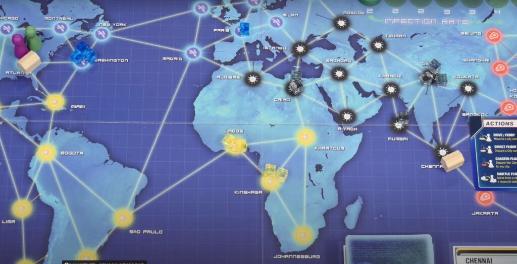 Pandemic board game worlds map