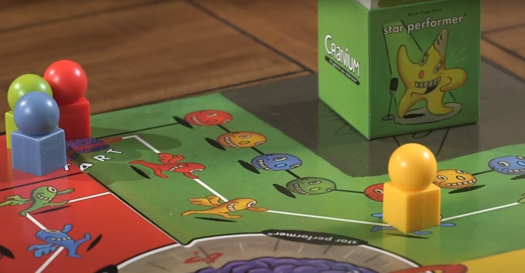 colorful figures on the Cranium boardgame map