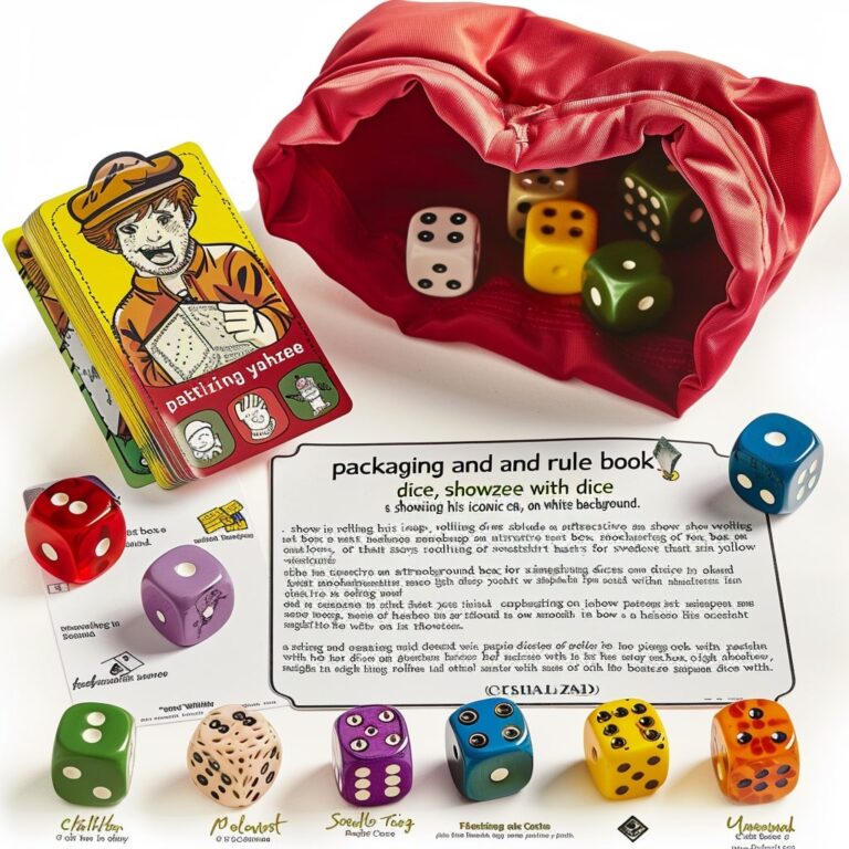 concep art for Yahtzee board game with colourful dices