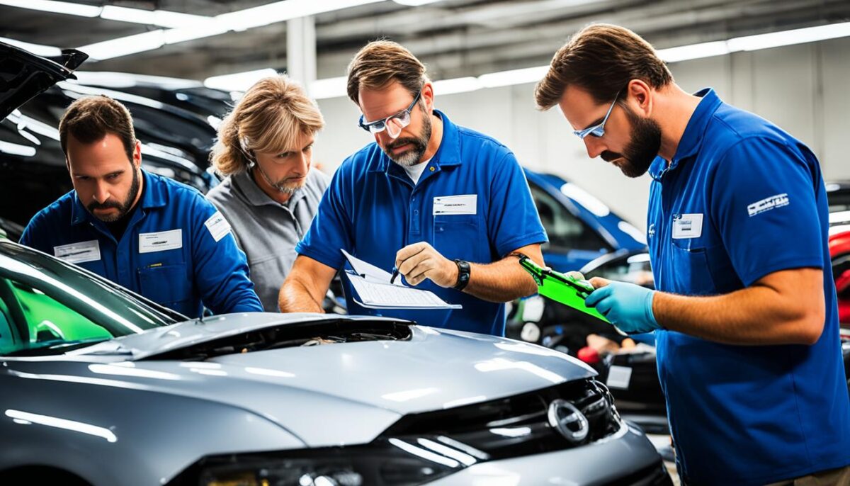 inspecting cars at auction